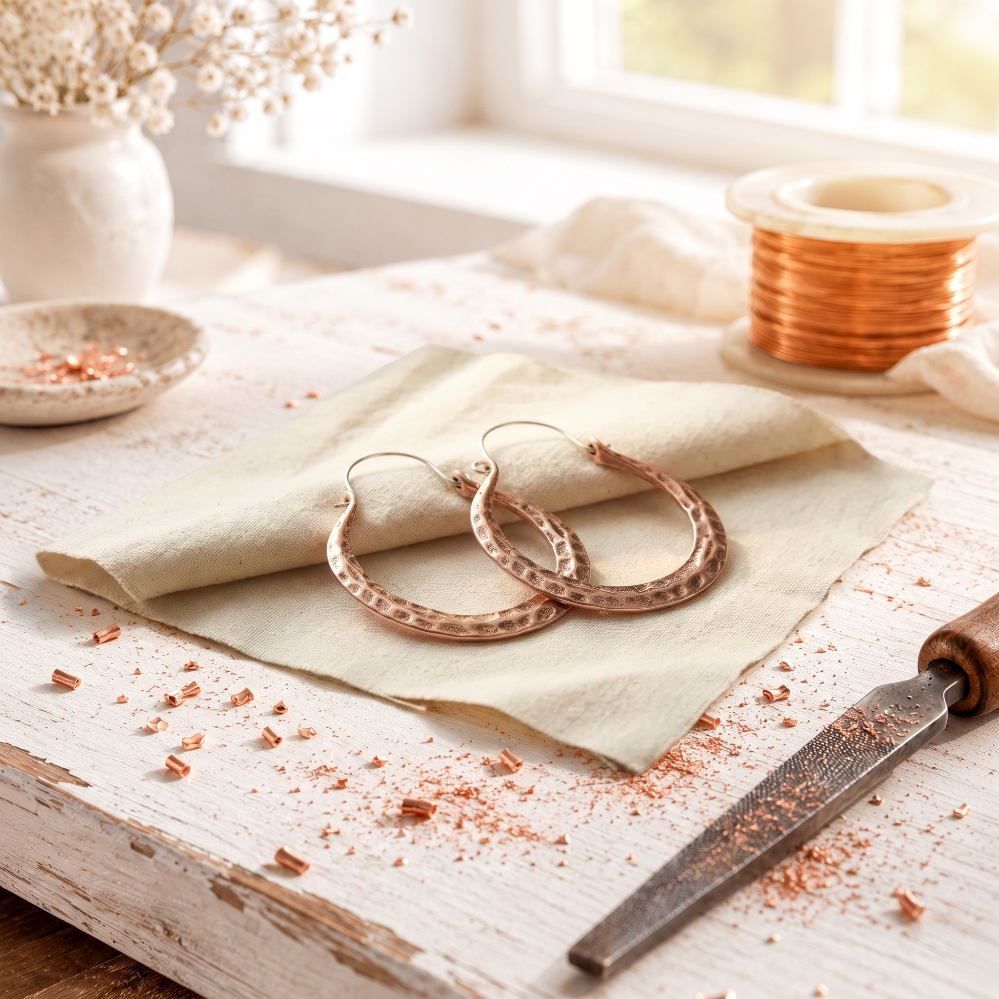 Forged Copper Earrings