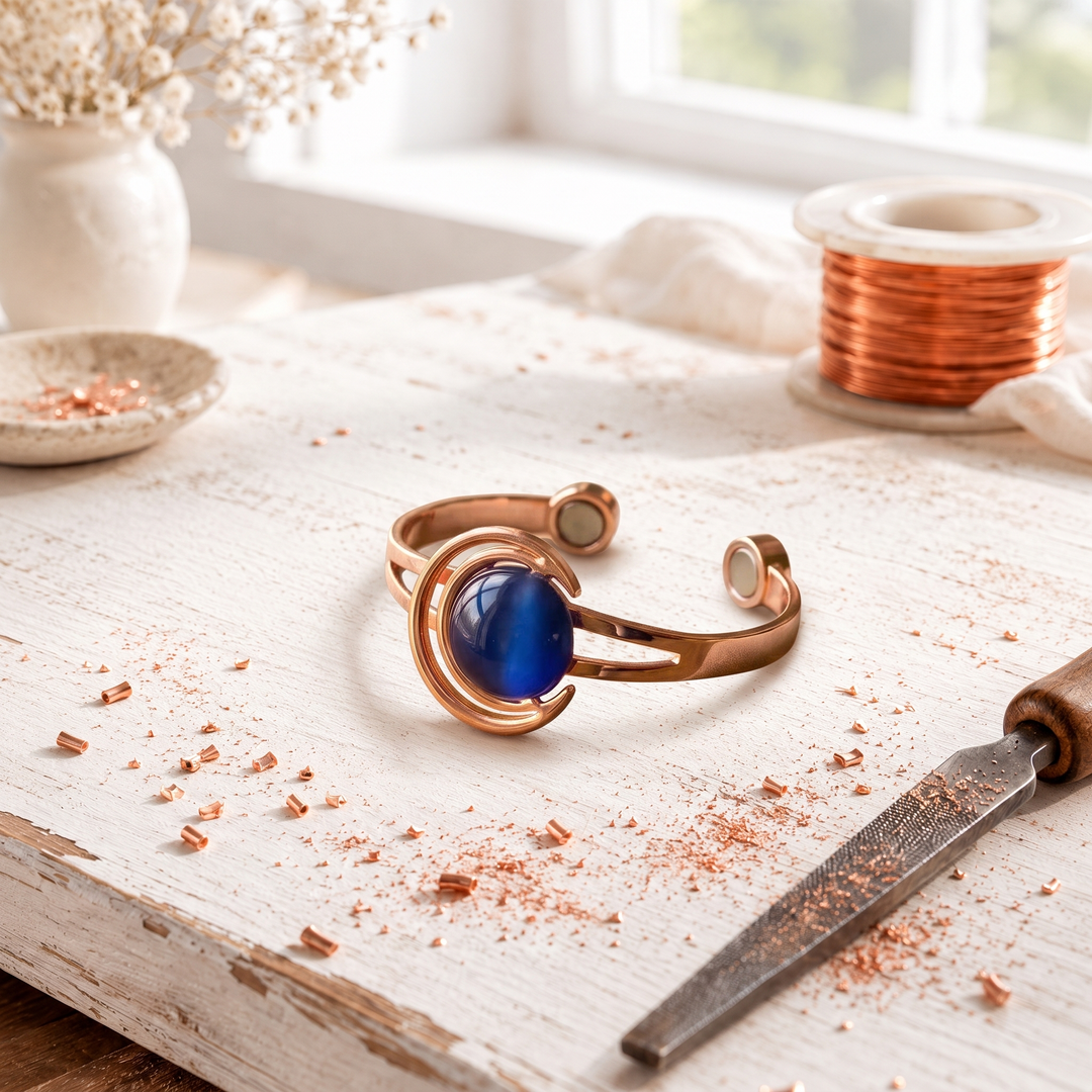 Crescent Moon Copper Bracelet