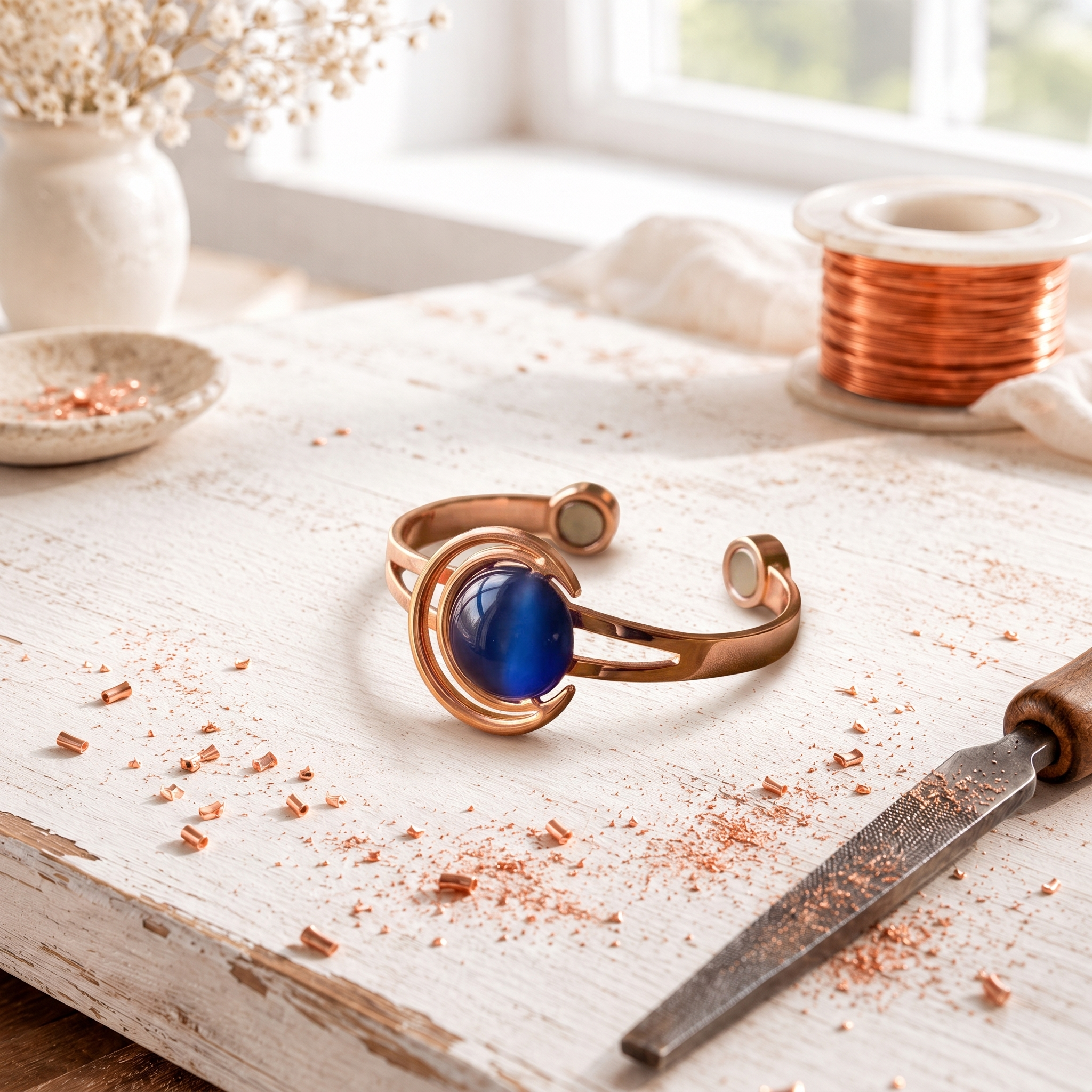 Copper Bracelet in Half Moon