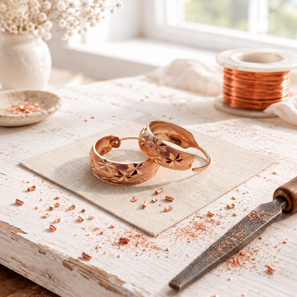 Star Burst Copper Earrings