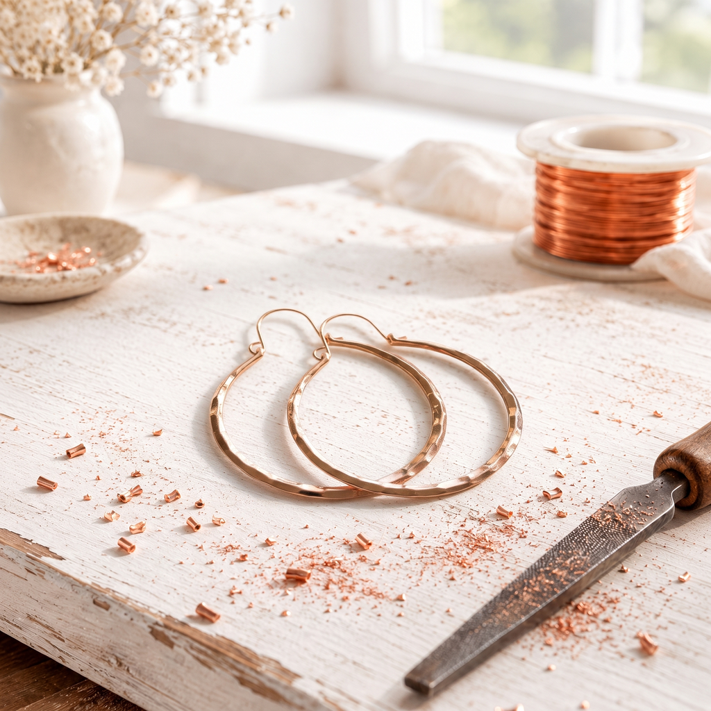 Shiny Copper Earrings