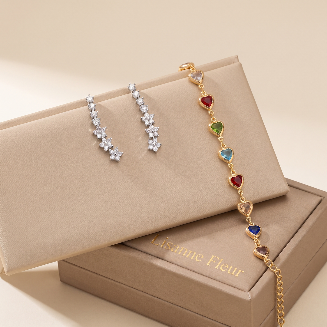 Bundle: Timeless Flower Earrings + Unique Heart-Shaped Bracelet