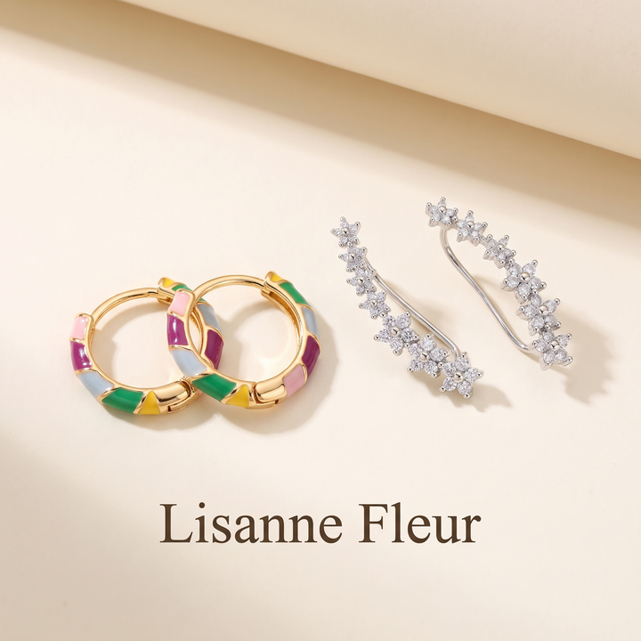 Bundle: Elegant Earrings with Gold Enamel + Timeless Flower Earrings
