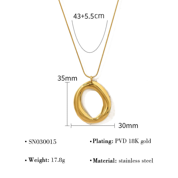 Gold Oval Necklace in Plated Metal