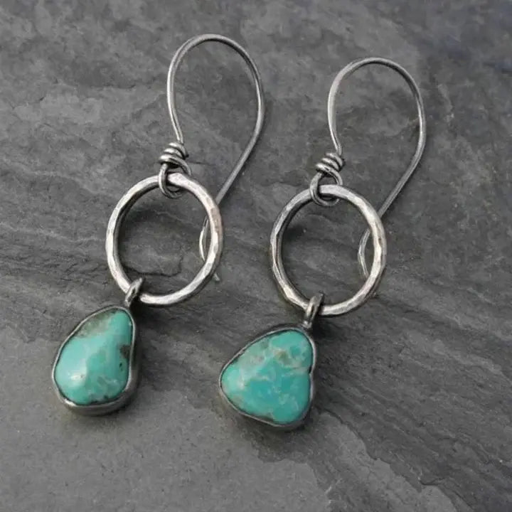 Vintage Zilveren Oorbellen met Turquoise Steen