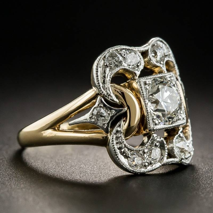 Classic Gold Ring with Vintage Zirconia