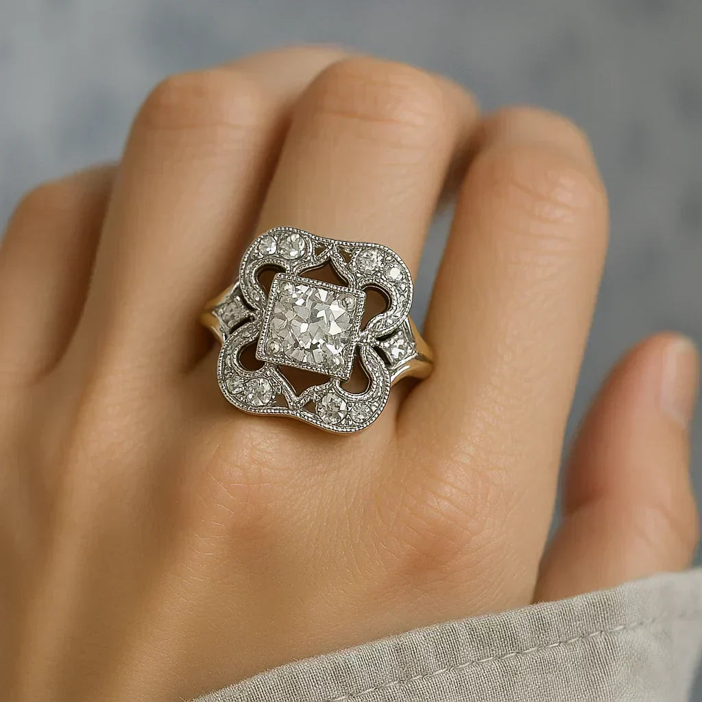 Classic Gold Ring with Vintage Cubic Zirconia
