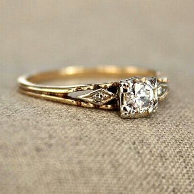 Vintage Gouden Ring met Zirconia