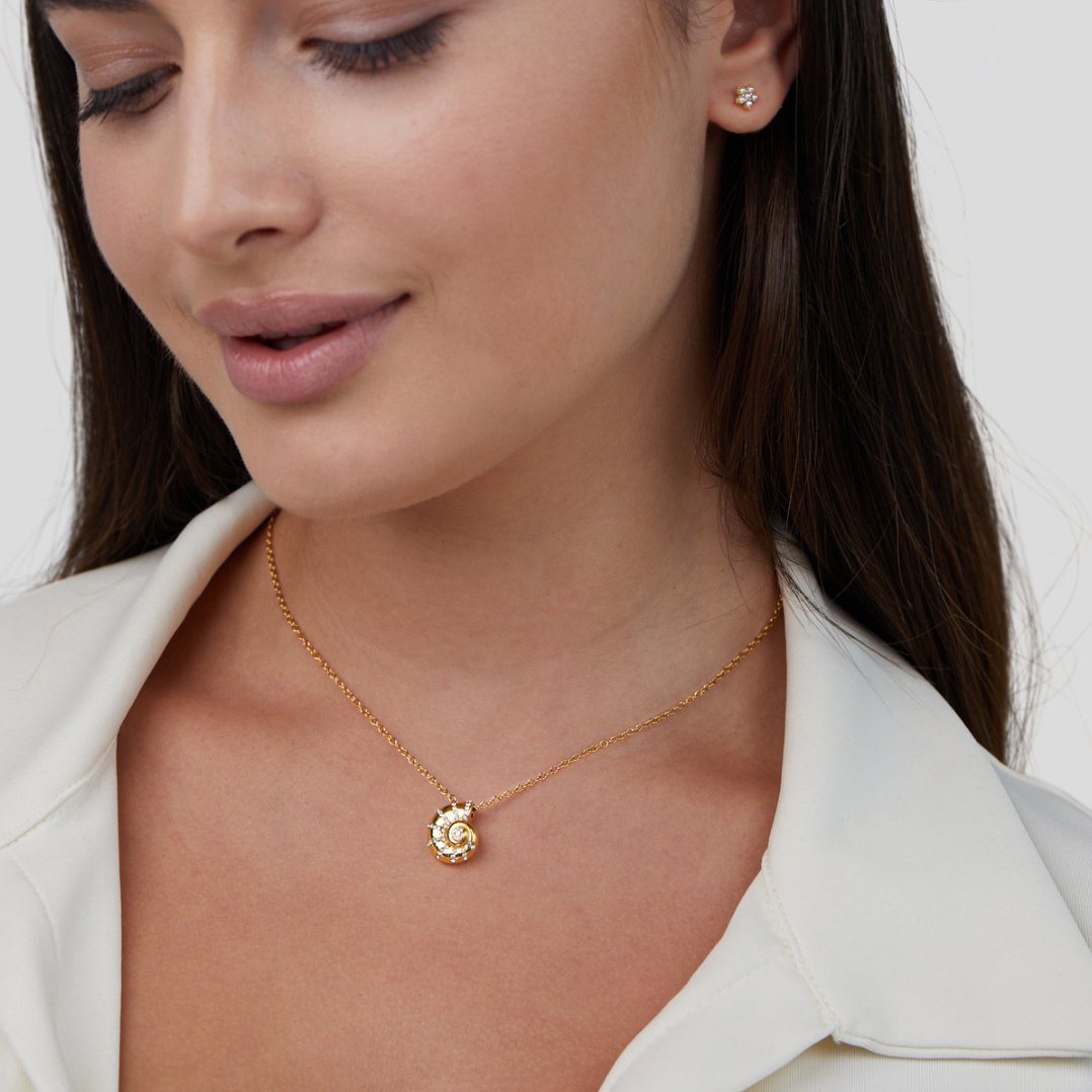 Necklace with Shell Crystal Pendant