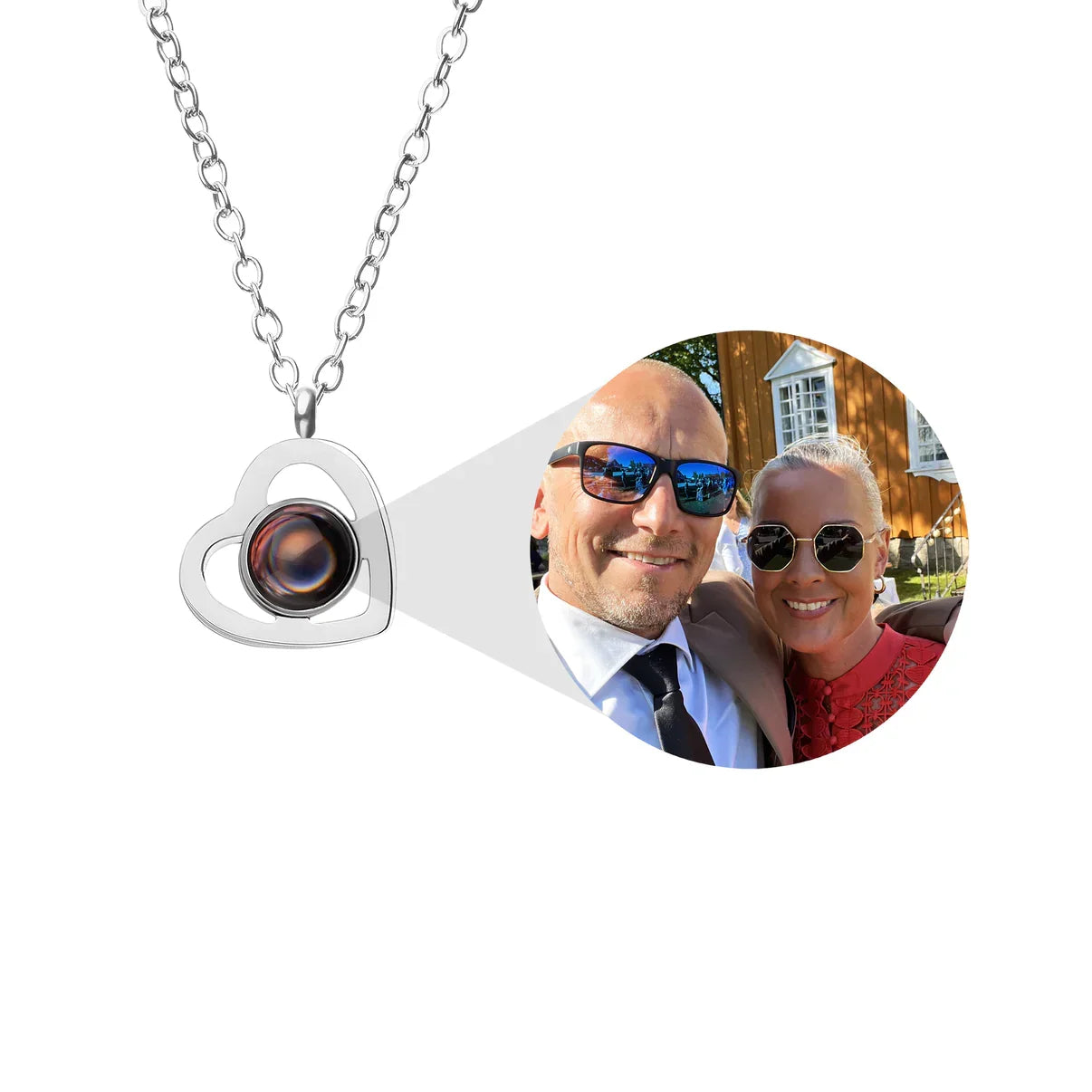 Personalized heart necklace with photo