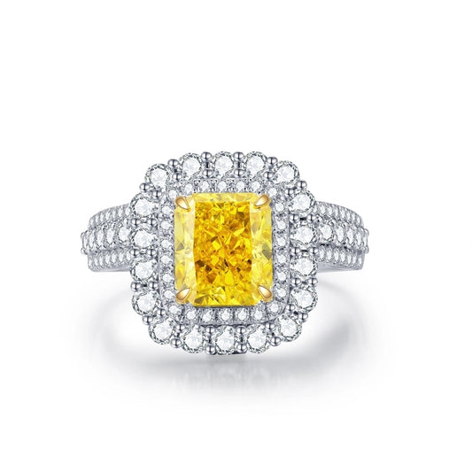 Luna Diamond Ring, 18K White Gold, Yellow