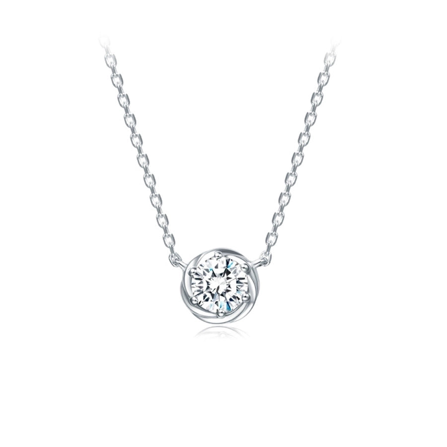 Elegant Round Lab-Grown Diamond Earrings and Necklace, 14K White Gold