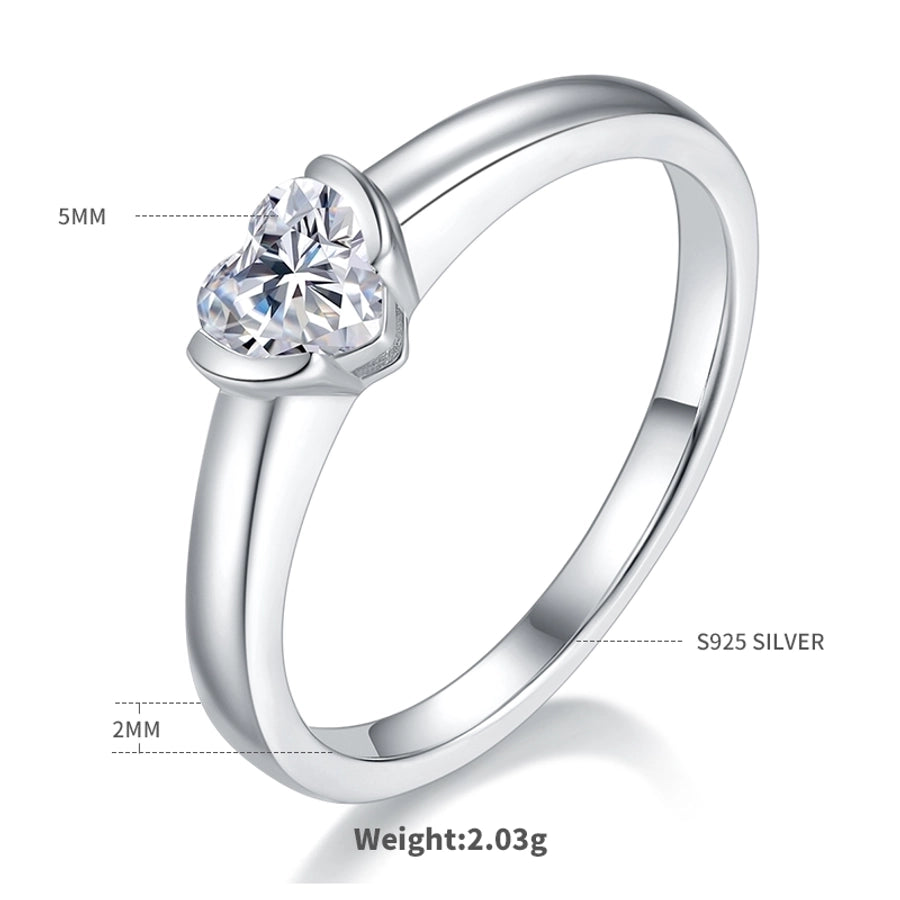 Clara Elegant Heart-Shaped Rhodium-Plated Lab-Grown Diamond Ring