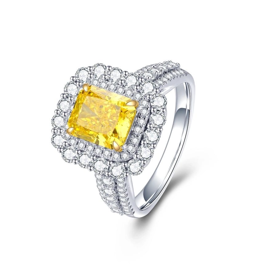 Luna Diamond Ring, 18K White Gold, Yellow