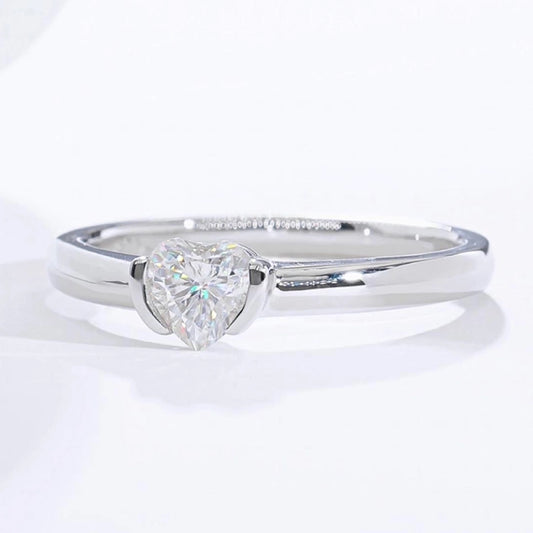 Clara Elegant Heart-Shaped Rhodium-Plated Lab-Grown Diamond Ring