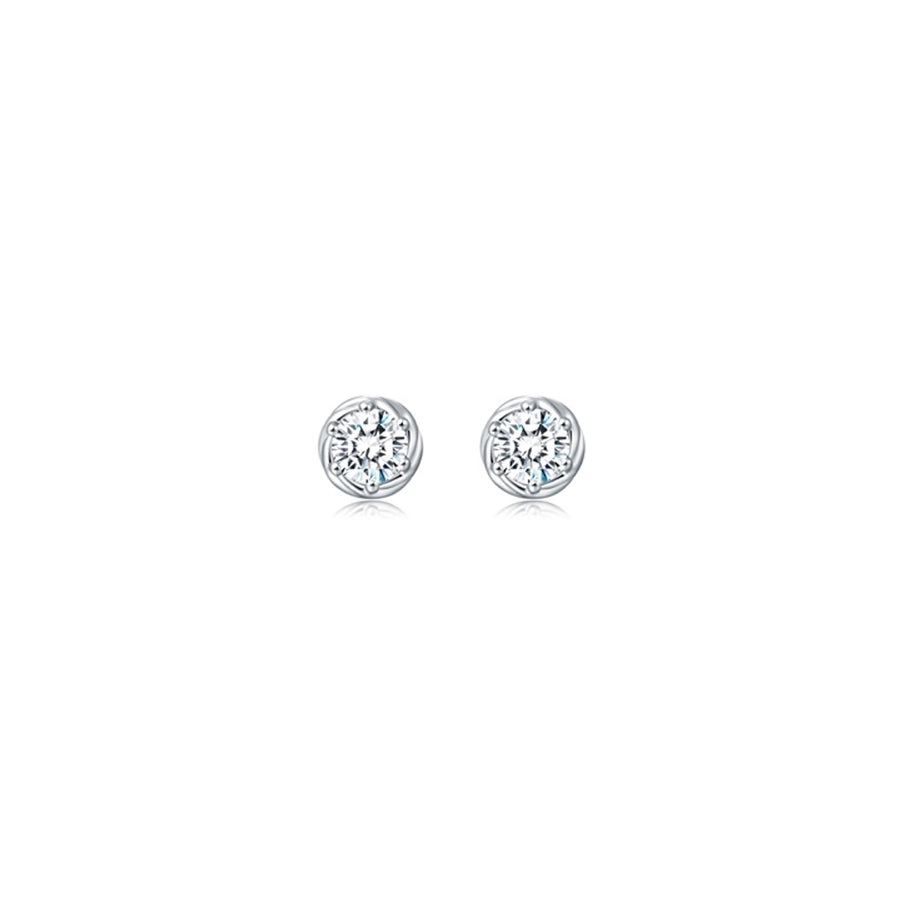 Elegant Round Lab-Grown Diamond Earrings and Necklace, 14K White Gold