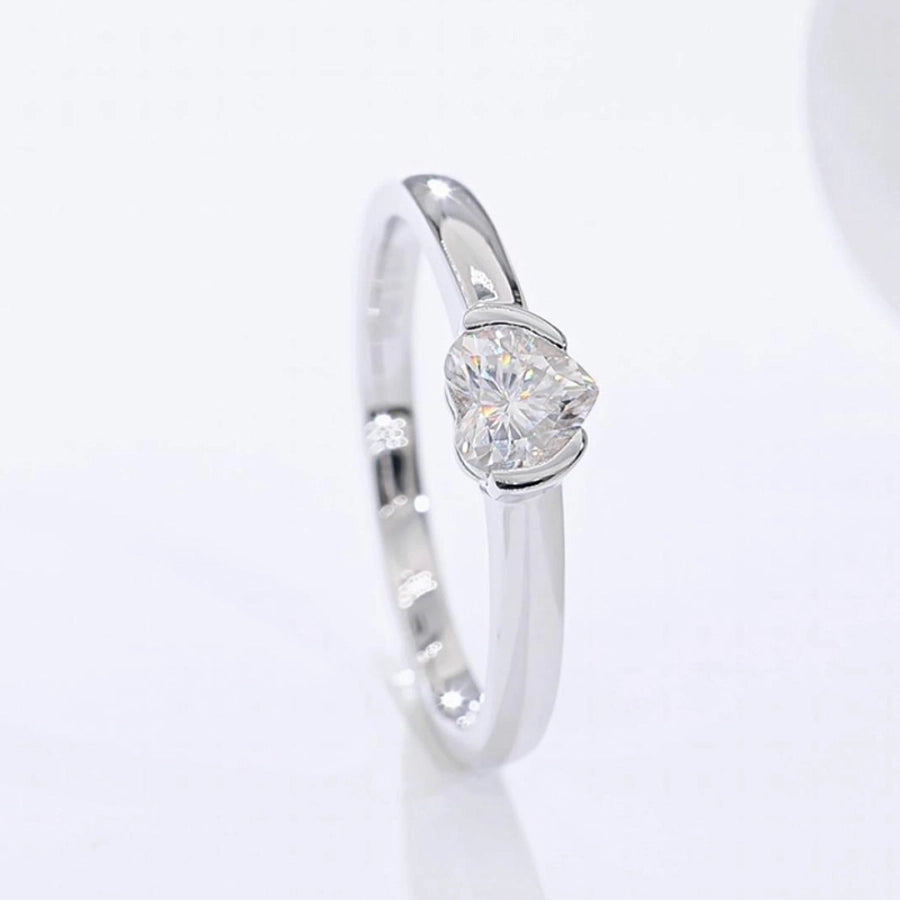 Clara Elegant Heart-Shaped Rhodium-Plated Lab-Grown Diamond Ring