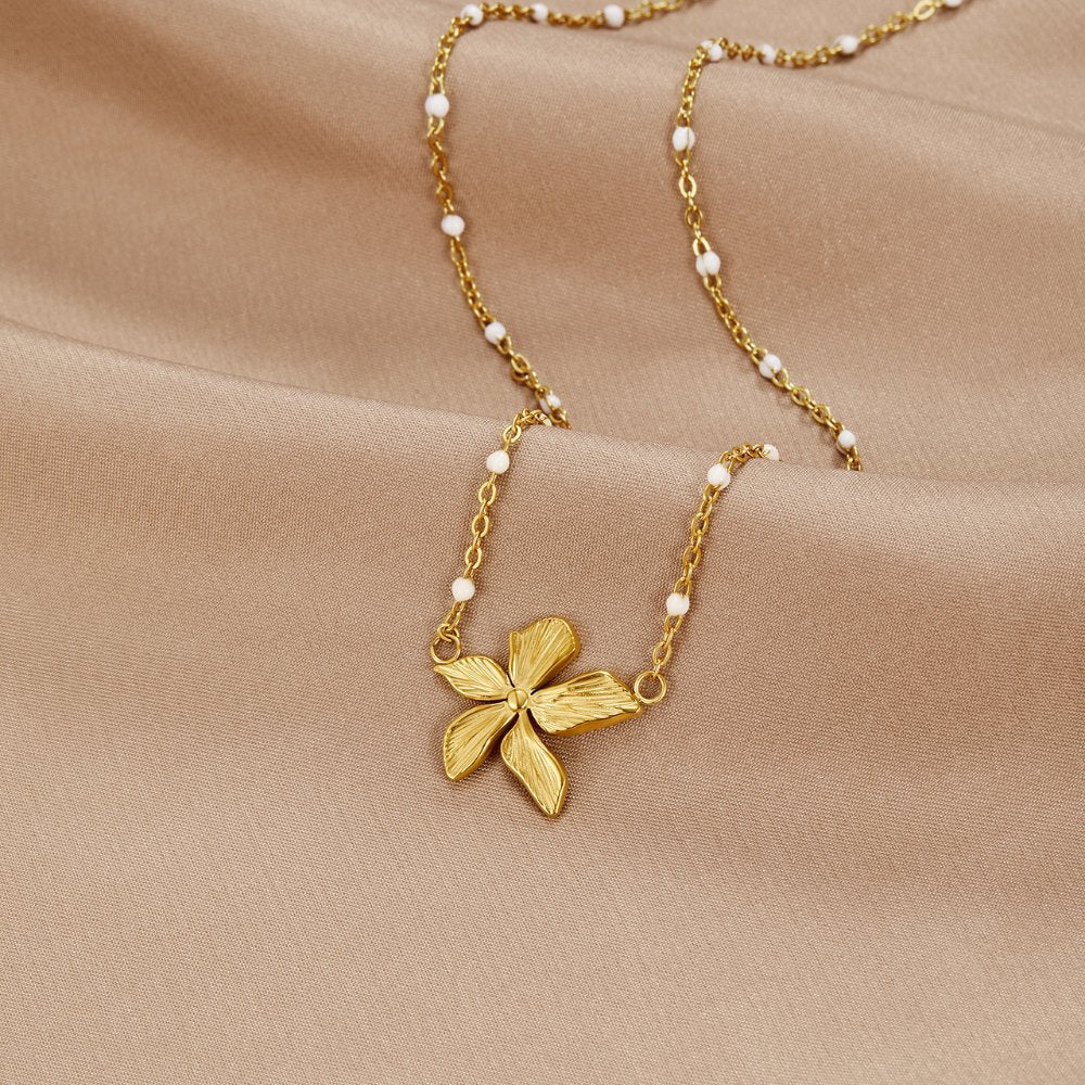 Elegante Halsketting met Gouden Bloem