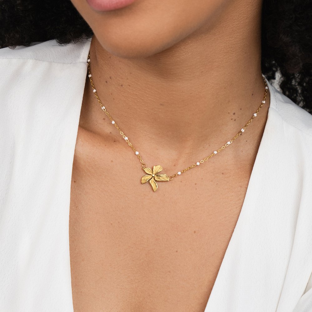Elegante Halsketting met Gouden Bloem
