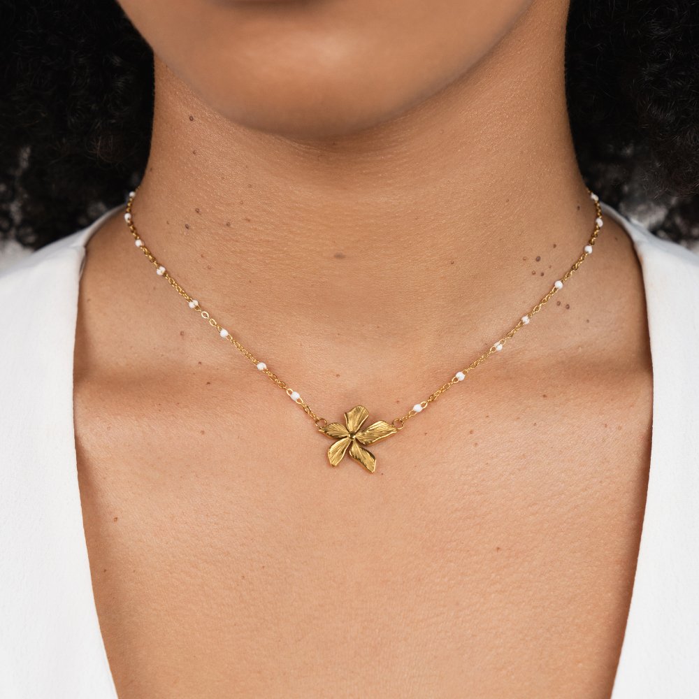 Elegante Halsketting met Gouden Bloem