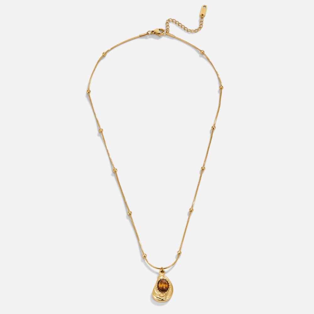 Elegant Gold Necklace with Tiger's Eye