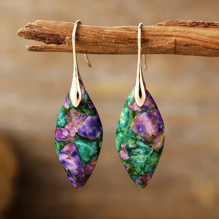 Drop Earrings with Natural Stone