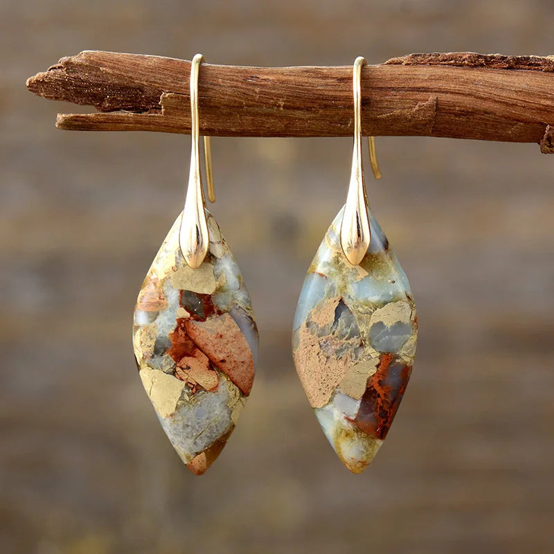 Drop Earrings with Natural Stone